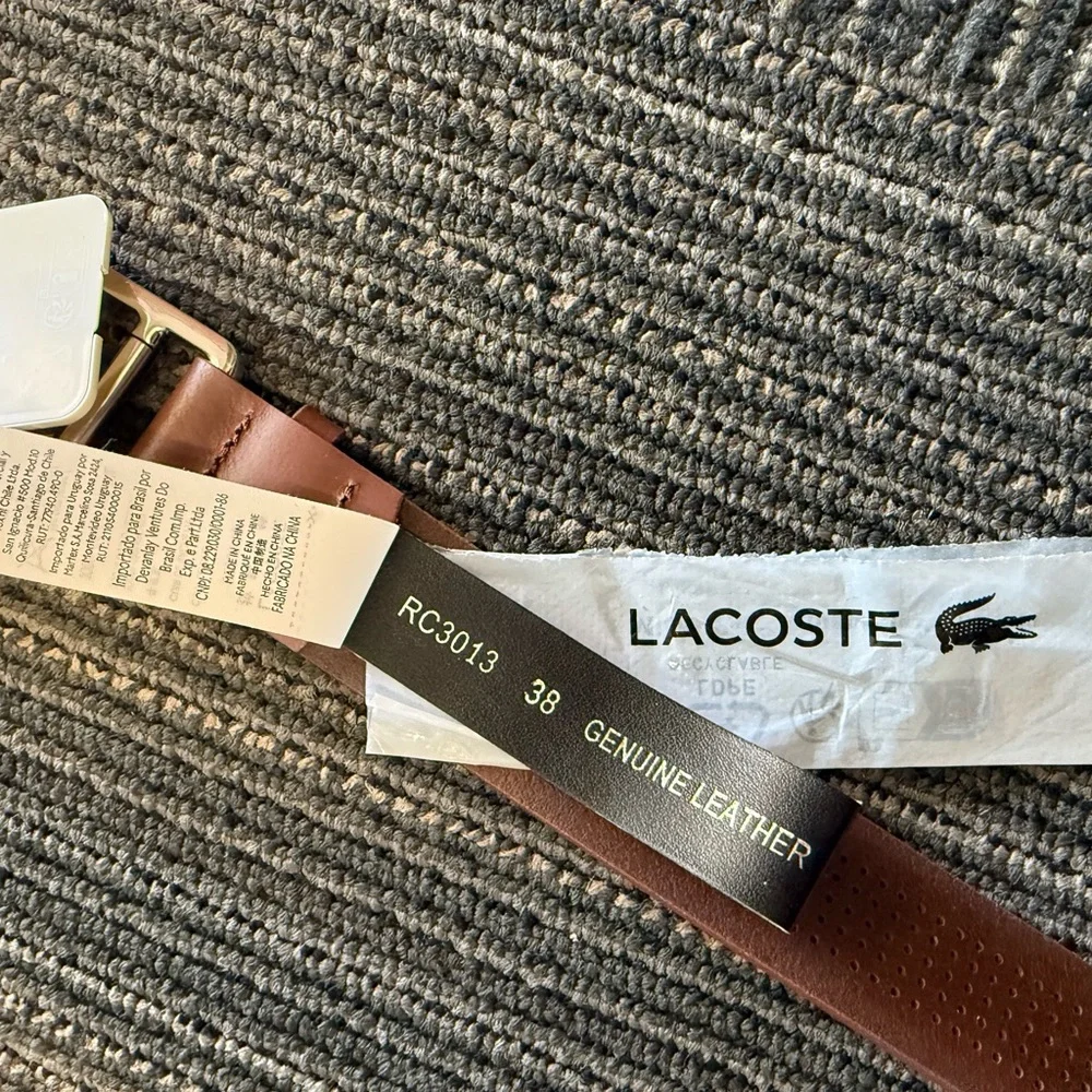 Lacoste Brown Leather Belt with Logo